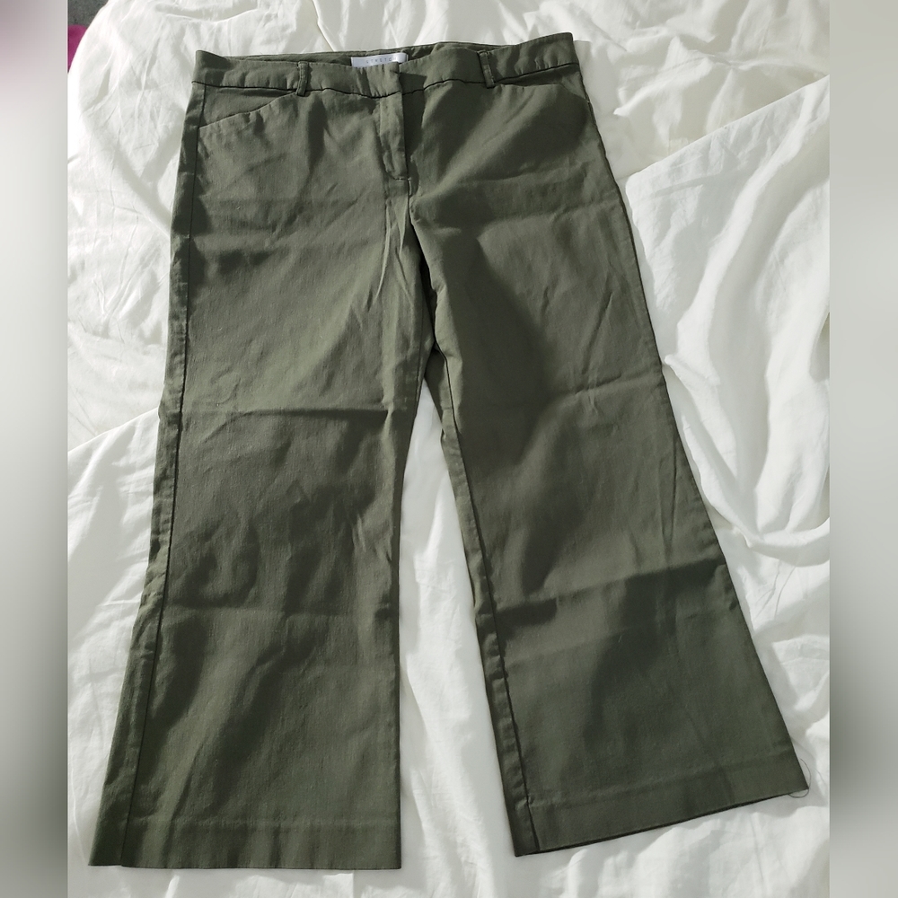 Nine & Co. Olive Green Stretch Cropped Pants
